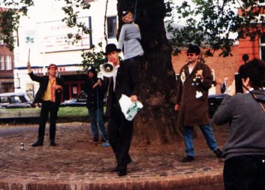 David with the activist group "R.A.B.I.E.S." in 1980s London