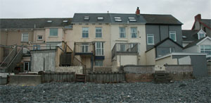 Houses on the seafront at Borth.