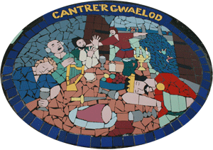 Mosaic by Pod Clare and the community of the Cantre'r Gwaelod myth in Borth, Ceredigion, Wales