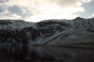 Pumlumon's north face in winter.